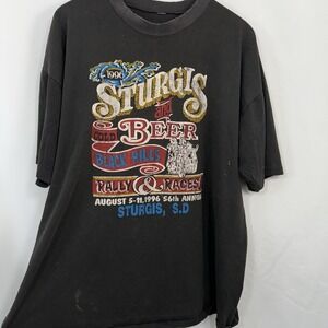 Vintage 1996 Harley Davidson Sturgis‎ Black Hills Rally Races Single Stitch AOP